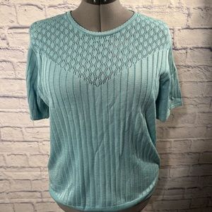 Alfred Dunner Size L Seafoam green Acrylic Swerwr Short Sleeve